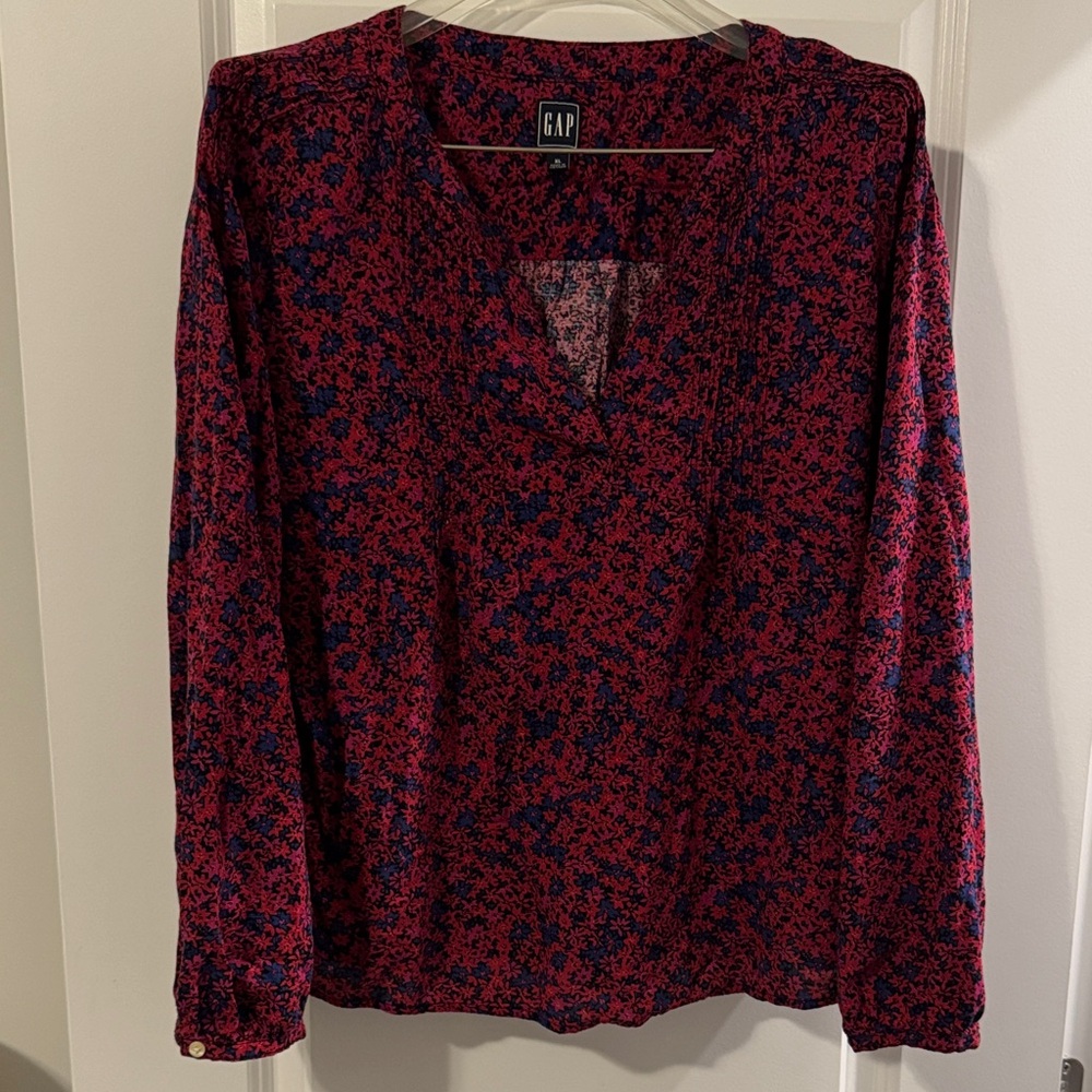 GAP Women's Vibrant Red and Blue Blouse